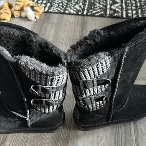 BearPaw Black Winter Rain Boots with Cozy Lining